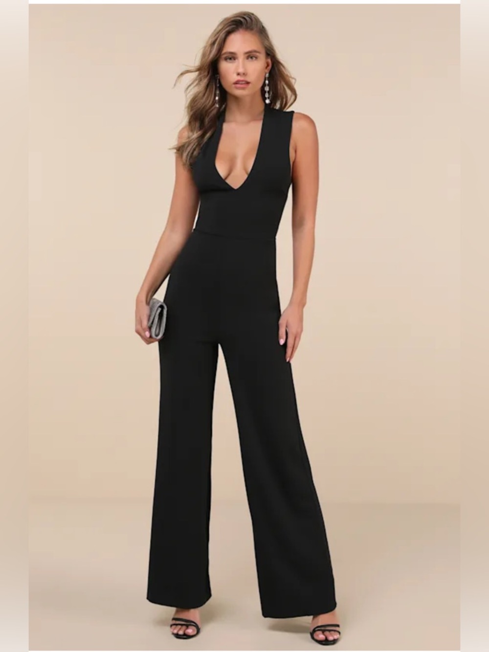 Lulus Thinking Out Loud black backless jumpsuit